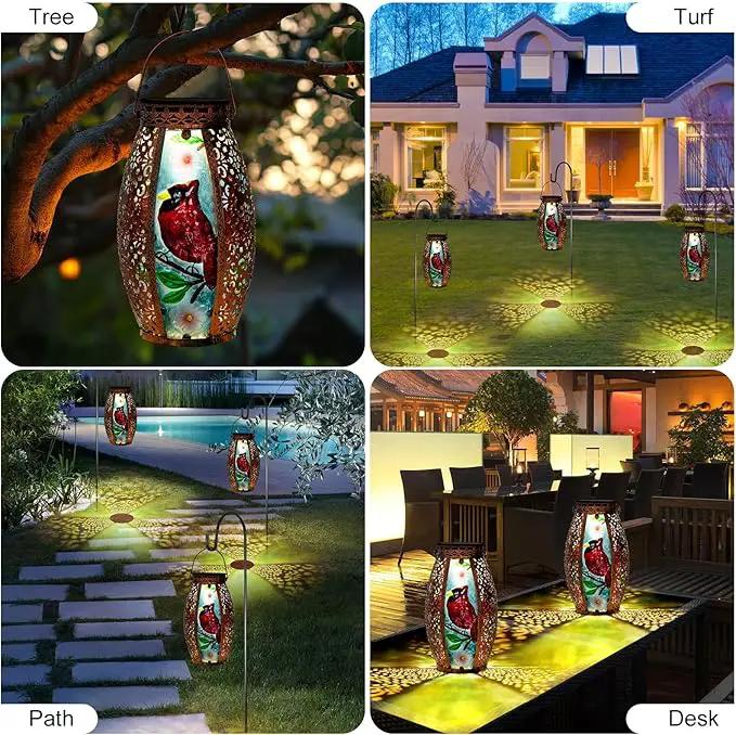 Larekook Outdoor Solar Lantern-Waterproof Cardinal Hanging Metal Decorative Lights for Patio Table Garden Pathway Yard with Super Bright Warm White LED,Large Solar Panels,Auto On/Off Sensor by GreenHaven Gardens