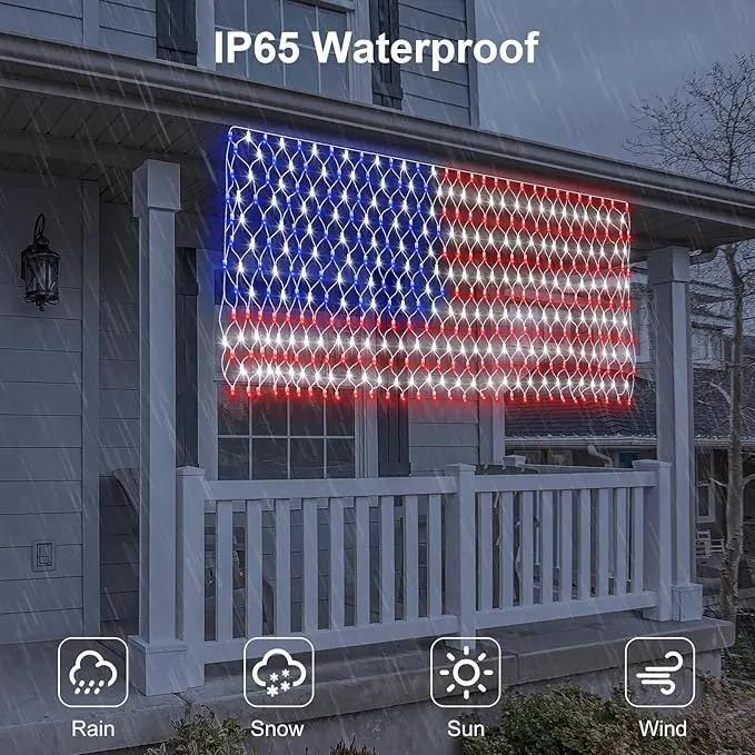 DBFAIRY Solar American Flag Lights Outdoor,420 LEDs American Flag Net Lights 6.5ft x 3.28ft Super Bright,Memorial Day Decorations of The United States for Independence/National/Memorial Day,July 4th by GreenHaven Gardens