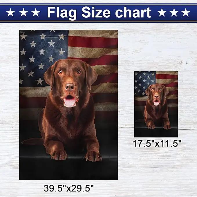 FLAGWIX Patriot American Dog Flags - Chocolate Labrador American Double Sided Flag - 4th of July Decorations for Home, Outside, House Flag 30x40 Heavy Duty Canvas, Decorative Indoor Outdoor Flag by GreenHaven Gardens