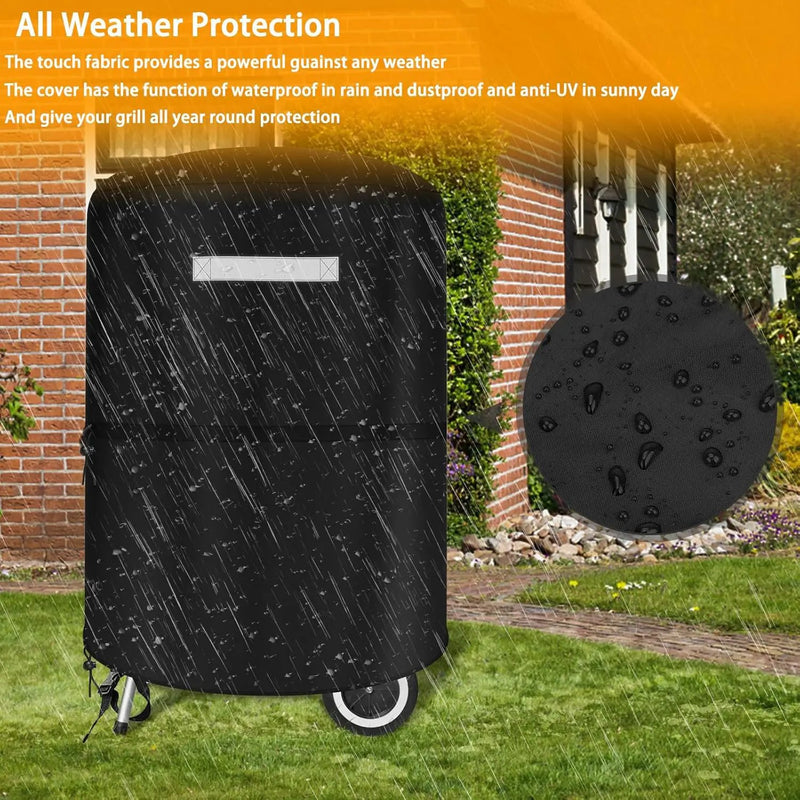 22 inch BBQ Gas Grill Cover for Outdoor Grill, Grill Cover for Weber 22 Inch Charcoal Kettle - Heavy Duty Waterproof Anti-UV Barbecue Cover for Weber Char-Broil 22 Inch Charcoal Kettle Grills, Black by GreenHaven Gardens