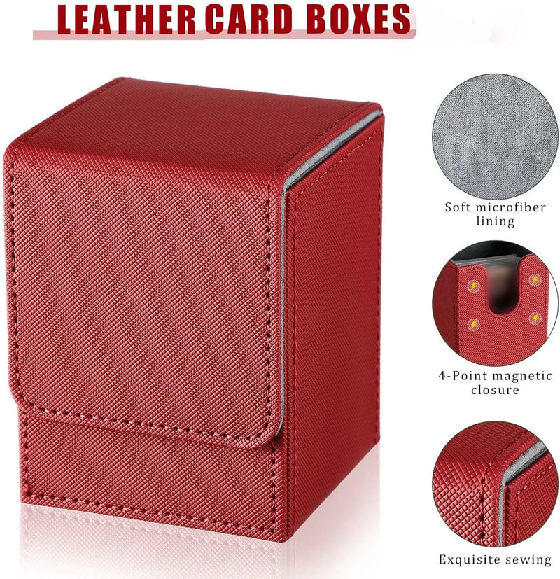 Yookeer 6 Pack Leather Deck Cases 100+ Card Deck Game Box Magnetic Playing Card Storage Box for 100 Plus Cards Compatible with Tcg(White,Black,Black Red,Red,Yellow,Purple,Vertical) by GreenHaven Gardens