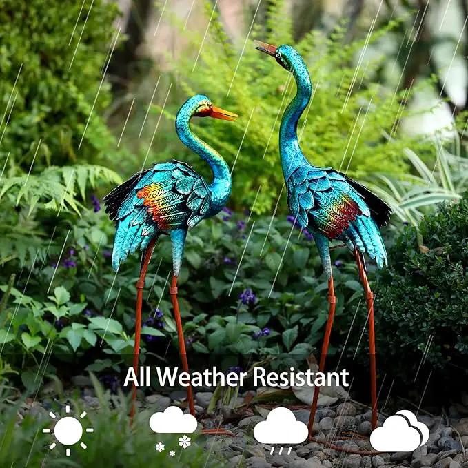Natelf Crane Statues for Garden Decor, Blue Heron Sculptures, Metal Large Birds Lawn Sculptures & Statue for Patio Pond, Yard Decorations, Set of 2 by GreenHaven Gardens