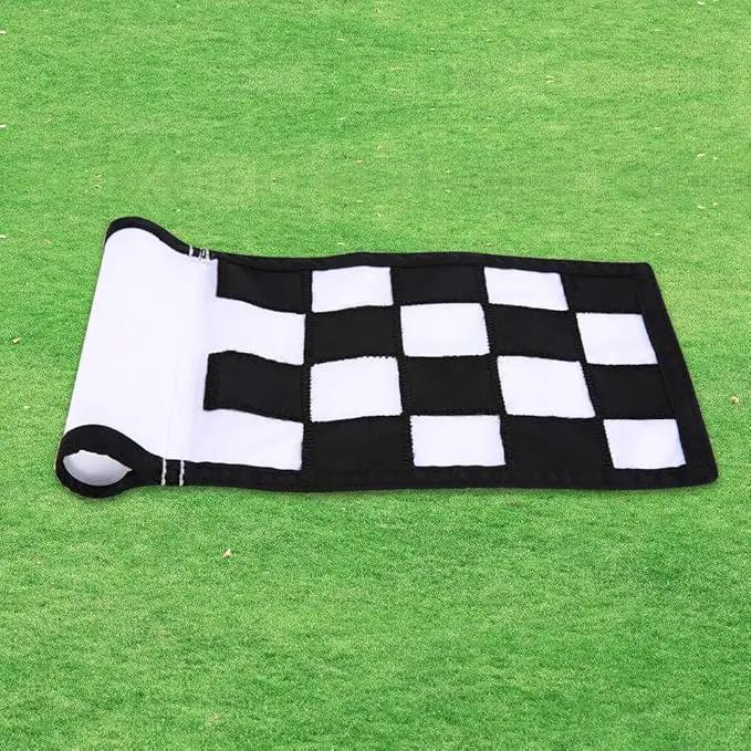 Golf Flag, Green Putting Green Flag,Solid Nylon and Checkered Training Flags for Indoor Outdoor Backyard Garden, Portable Golf Target Flags,8.7 * 6 inch (White-Black) by GreenHaven Gardens