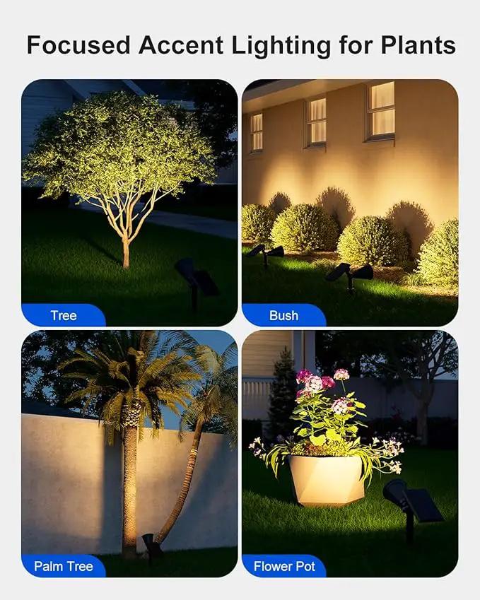 4 Pack Solar Spotlights Outdoor Waterproof for Tree, Statue, Flower, Mailbox, Bush, Wall, Bright LED Outside Landscape Flood Lights for Focus Uplighting Yard, Garden, Driveway, Walkway, House, Fence by GreenHaven Gardens