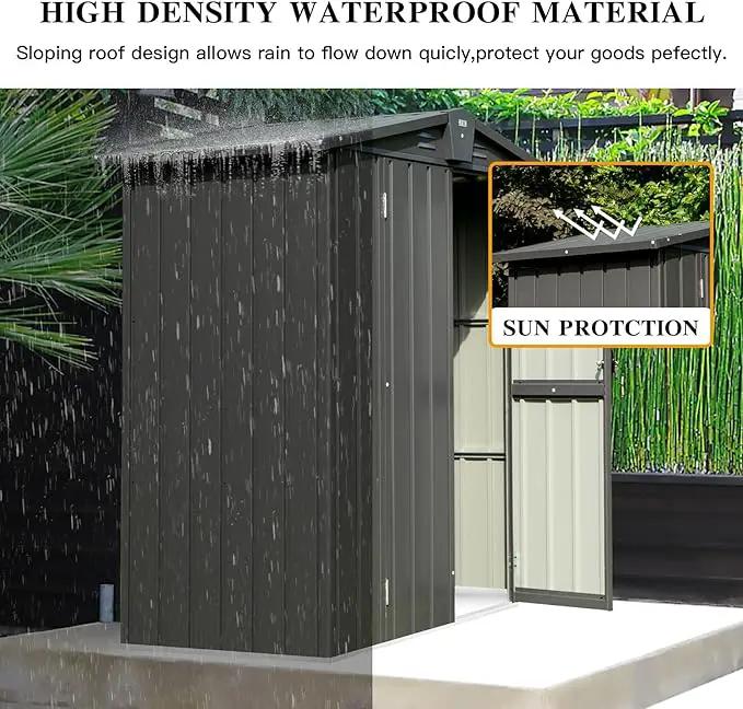 Domi Outdoor Storage Shed 5.7' x 3’, Metal Garden Shed with Galvanized Steel Frame for Bike, Tools, Lawn Mowers, Pool Toys, Outdoor Storage Cabinet with Lockable Door for Garden Lawn Patio (Dark Grey) by GreenHaven Gardens