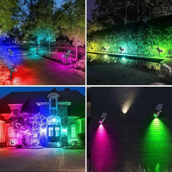 T-SUN Solar Spotlights for Outsides, Christmas Solar Lights Outdoor Waterproof, Color Changing Solar Landscape Spotlights, Auto ON/Off Solar Garden Pond Light for Yard, Trees, Driveway, Patio(4 Pack) by GreenHaven Gardens