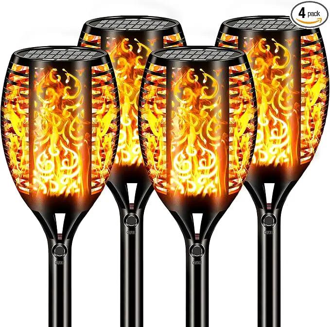 Upgraded Larger Solar Lights Outdoor Waterproof 96 LED, 43" Outdoor Lights, Solar Torch Light with Flickering Flame, Led Lights for Garden Decor, Patio, Yard, Pathway, 4Pack by GreenHaven Gardens