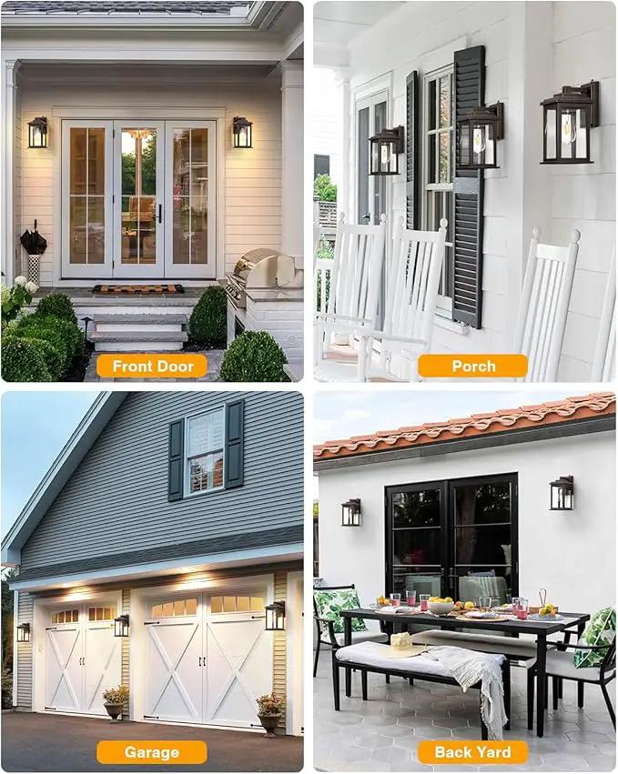 VIANIS Oil Rubbed Bronze Dusk to Dawn Porch Lights Outdoor, 2-Pack Anti-Rust Aluminum Outside Lights for House, Porch, Garage, Front Door, Patio, Easy-to-Install Waterproof Modern by GreenHaven Gardens
