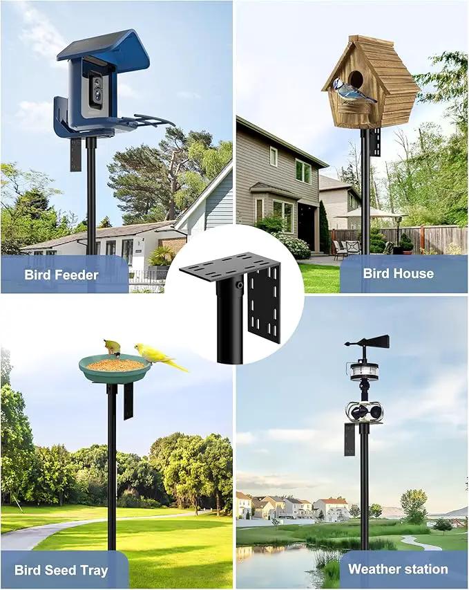 Bird Feeder Pole Stand – 60 Inch Height Feeding Station with 1-Inch Dia Heavy Duty for Hanging Feeders, Bird House Pole Mount Kit for Outdoor, Slip-Fit Connection by GreenHaven Gardens