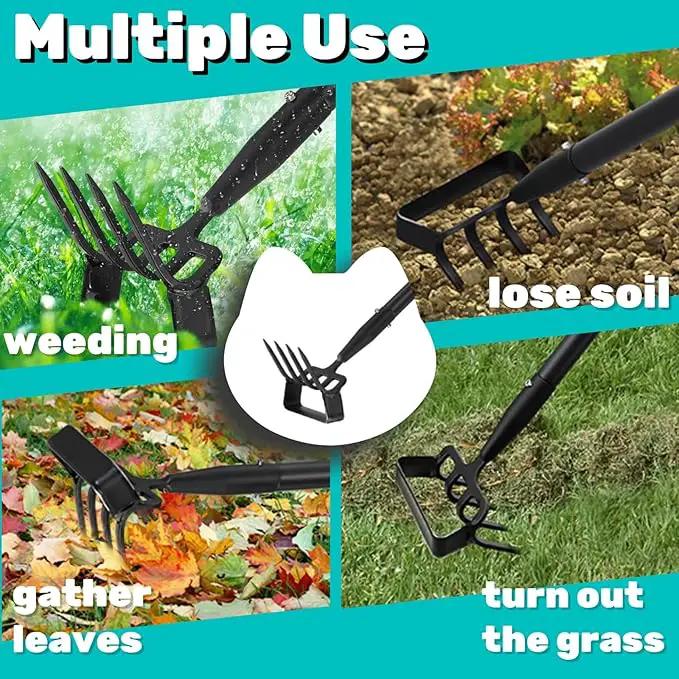 Upgraded Hula Hoe and Garden Hoe, Stirrup Hoe with Adjustable Handle for Weeding Digger loosening Soil Metal Garden Cultivator Hula Hoe with Rake Tiller Cultivator (30-73 Inch) by GreenHaven Gardens