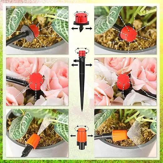30 Pcs Drip Irrigation Kits with 10 Pcs 1/4 Drip Irrigation Emitters10 Pcs 360 Degree Adjustable Irrigation Drippers Sprinklers and 10 Pcs 3 Way Atomizing Nozzles for (4-7mm) Watering Patio by GreenHaven Gardens