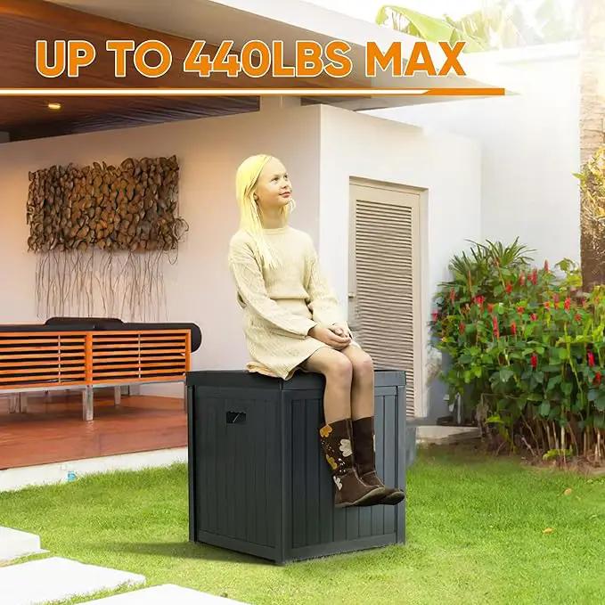 51 Gallon Resin Deck Box, Outdoor Storage Box Waterproof for Patio, Garden, Pool, and Deck, Storage Solution for Cushions, Tools, Delivery Packages, Grey by GreenHaven Gardens