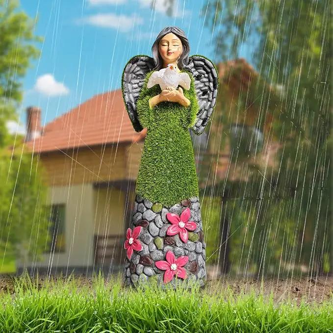 ASAWASA Angel Garden Figurine - Outdoor Statue, Solar Garden Sculpture with Angel of Peace Resin Praying Angel Art Decor for Patio, Lawn, Yard, Porch by GreenHaven Gardens