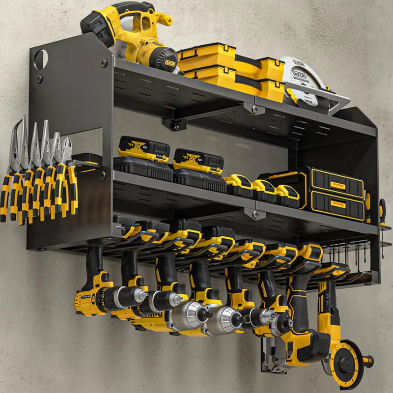 YYR Power Tool Organizer Wall Mount, Cordless Drill and Battery Holder, Electric Tools Hanger Storage Rack, Garage Organization Floating Shelf - Metal, Black by GreenHaven Gardens