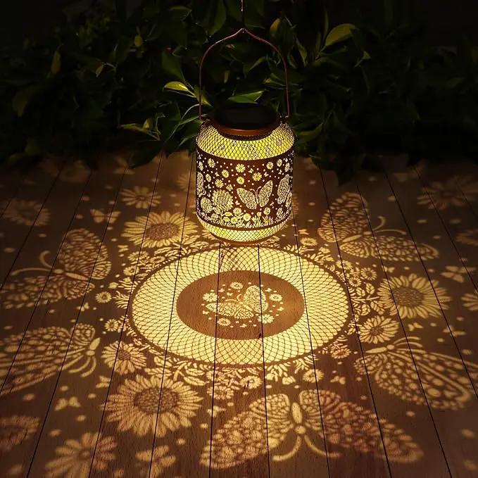 Solar Lanterns Outdoor Waterproof Butterfly Garden Decor Birthday Gifts for Women Mom Grandma Hanging Solar Lights Metal Decoration Outside for Yard, Patio, Backyard, Porch, Pathway by GreenHaven Gardens