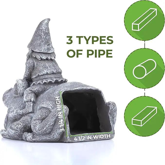 Gutter Downspout Extension - Downspout Splash Block - Downspout Diverter Garden Statue (Gutter in The Form of Funny Gnome on a Frog) by GreenHaven Gardens