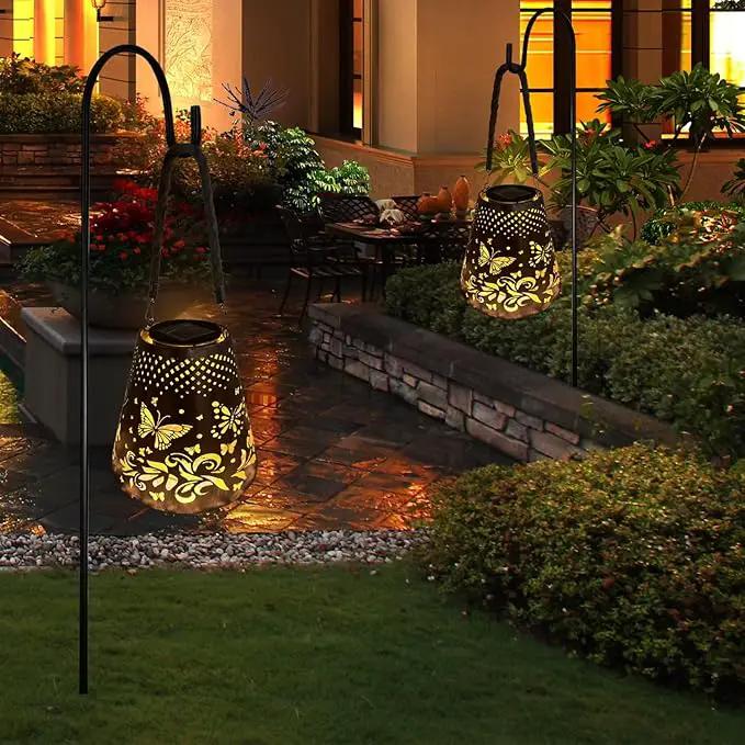 Butterfly Solar Lanterns Outdoor Waterproof, Garden Decor Gifts for Women Mom Grandma Hanging Solar Lights Hollowed-Out Metal Solar Decoration Outside for Patio, Yard, Pathway, Front Porch(1 Pack) by GreenHaven Gardens