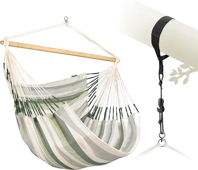 LA SIESTA® XL King Domingo Hammock Chair Swing & Tree Mount Kit - Suspension Kit for Trees Beams Posts - Weatherproof, Outdoor Indoor Hammock Swing - Hanging Chair for Bedroom Patio - Cedar by GreenHaven Gardens