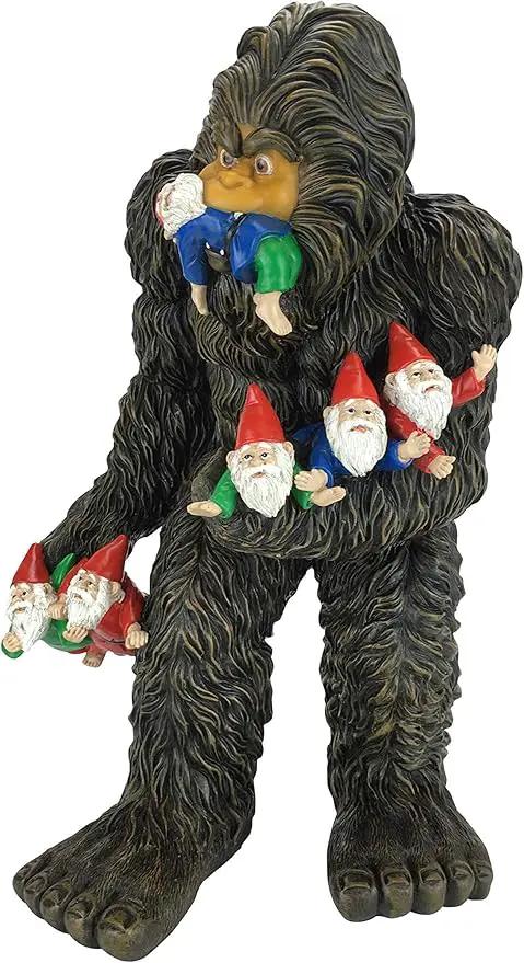 GlitZGlam Large Miniature Bigfoot and Gnomes for Fairy Garden. A Large Gnome Figurine (13 inch High) and Fairy Garden Accessory by GreenHaven Gardens
