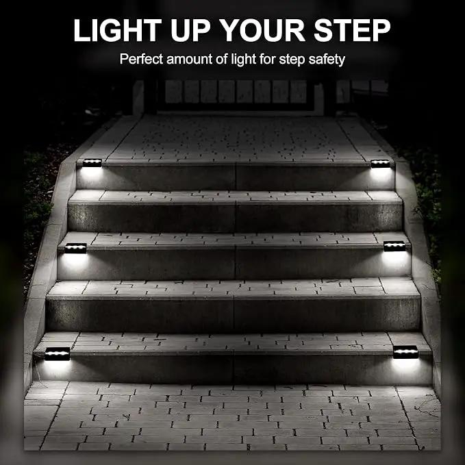 SOLPEX Solar Fence Lights, 6 LEDs Solar Lights Outdoor Waterproof Solar Powered for Deck, Stair, Front Porch, Balcony, Walkway, Garden, Yard, Patio, Pool Decor, IP65 Waterproof (12 Pack, Cold White) by GreenHaven Gardens