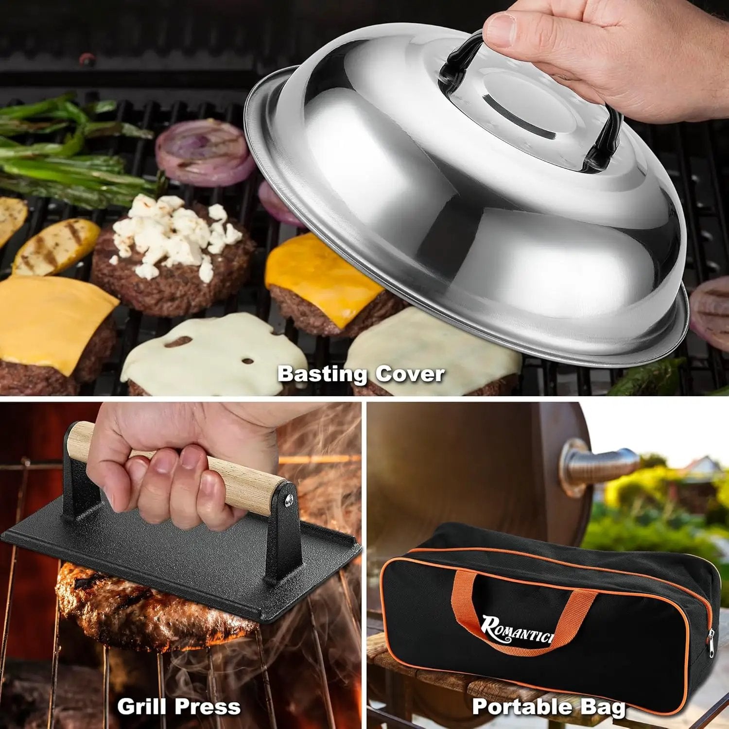 ROMANTICIST 29PCS Griddle Accessories Set - Flat Top Teppanyaki Spatula Set with Scraper, Basting Cover for Camp Chef- Home Cooking Griddle and Outdoor BBQ Gifts for Christmas by GreenHaven Gardens