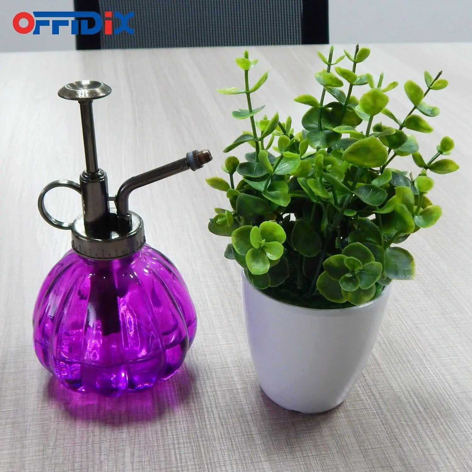OFFIDIX Glass Watering Spray Bottle, 6.3" Tall Vintage Style Plant Mister with Bronze Plastic Top Pump One Hand Watering Can Glass Spary Bottle (Dark Purple) by GreenHaven Gardens