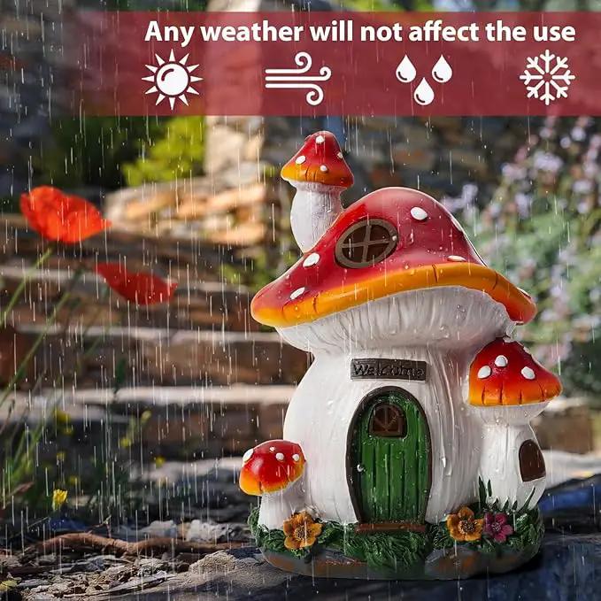 Mushroom House Garden Statue Outdoor, Solar Light Mushroom House Garden Figurines for Lawn, Balcony, Yard Decoration, Outdoor Garden Decoration by GreenHaven Gardens