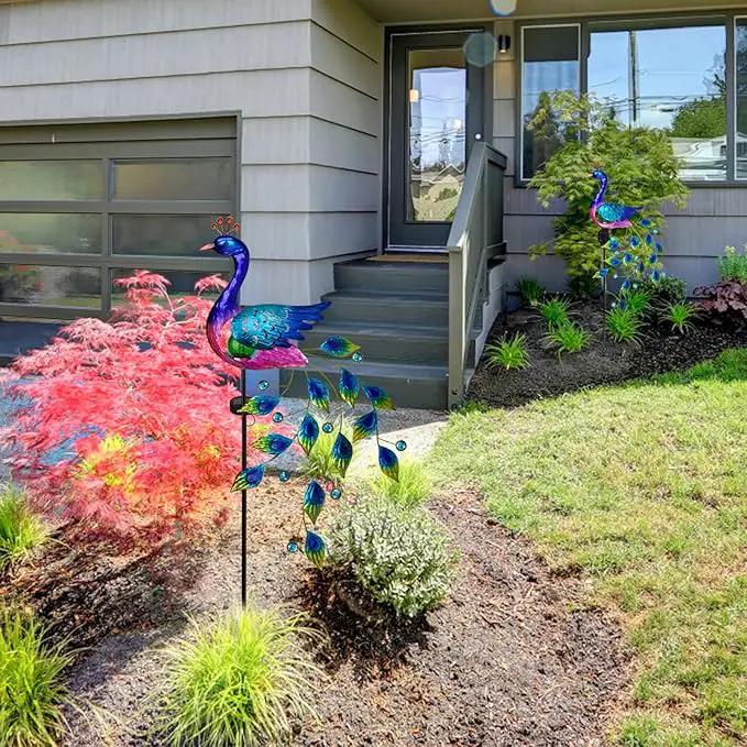 DREAMSOUL Peacock Solar Garden Lights Outdoor Decorative Stake, Waterproof Metal Peacock Garden Decor Solar Powered Landscape LED Path Lights Walkway Patio Decoration Lawn Ornament Christmas Gifts by GreenHaven Gardens