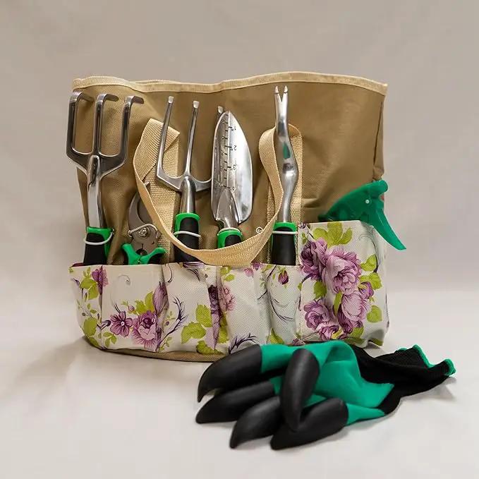 Garden Tool Set, Heavy Duty Aluminum Gardening Tools, Ergonomic Non-Slip Hand Tools for Women Men, Included Succulent Tools Set, Storage Tote Bag, Gifts for Garden Lovers by GreenHaven Gardens