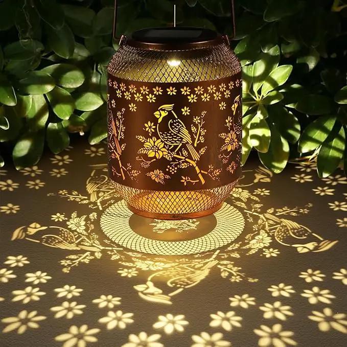 Solar Lanterns Outdoor Waterproof Christmas Birthdays Gifts for Women Mom Grandma Butterfly Garden Decor Metal Hanging Solar LED Lights for Patio(Red Bird-2P) by GreenHaven Gardens