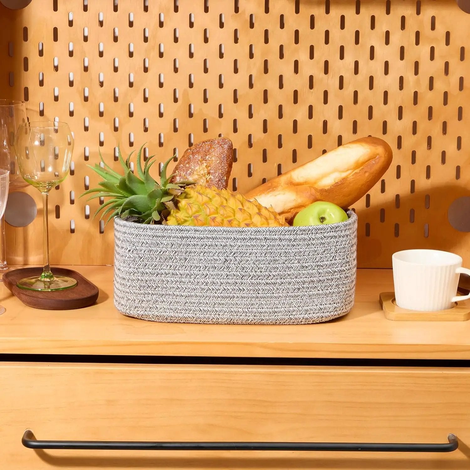 Small Storage Baskets for Organizing | Closet Organizer Bins | Shelf Toy Basket | Woven Rope Baskets | Cube Decorative Box | Shallow Basket | 11.5x7.5x4.7” | 4 Packs Mixed Grey by GreenHaven Gardens