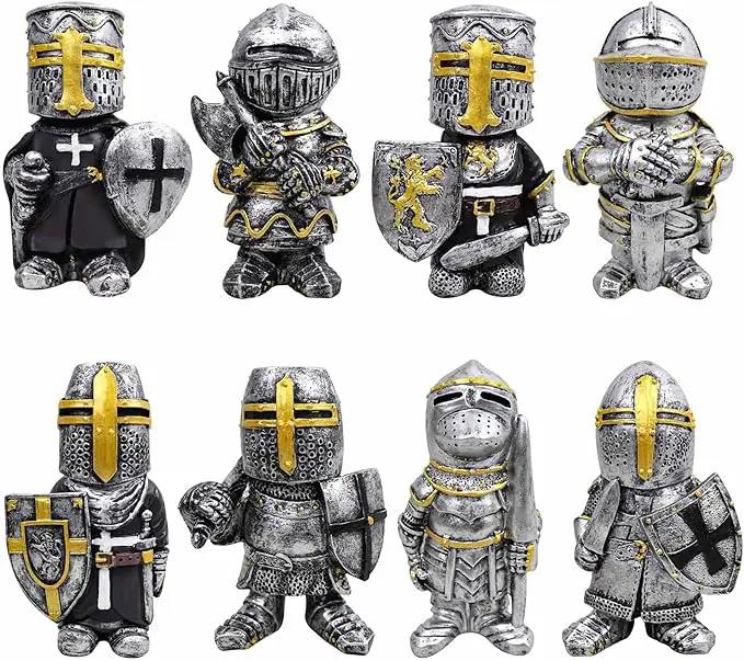 nezababy 8 PCS Knight Garden Gnomes Decorations Funny Medieval War Sculpture Army Guard Statue Outdoor Yard Lawn Decor Resin (8 Pcs Set) by GreenHaven Gardens
