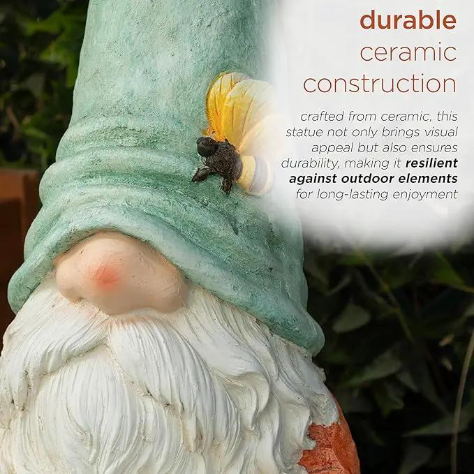 Alpine Corporation MCC844 Indoor/Outdoor Gnome Reading a Book Garden Statue, Charming Gnome Statue with Hat, 20" H, Turquoise by GreenHaven Gardens