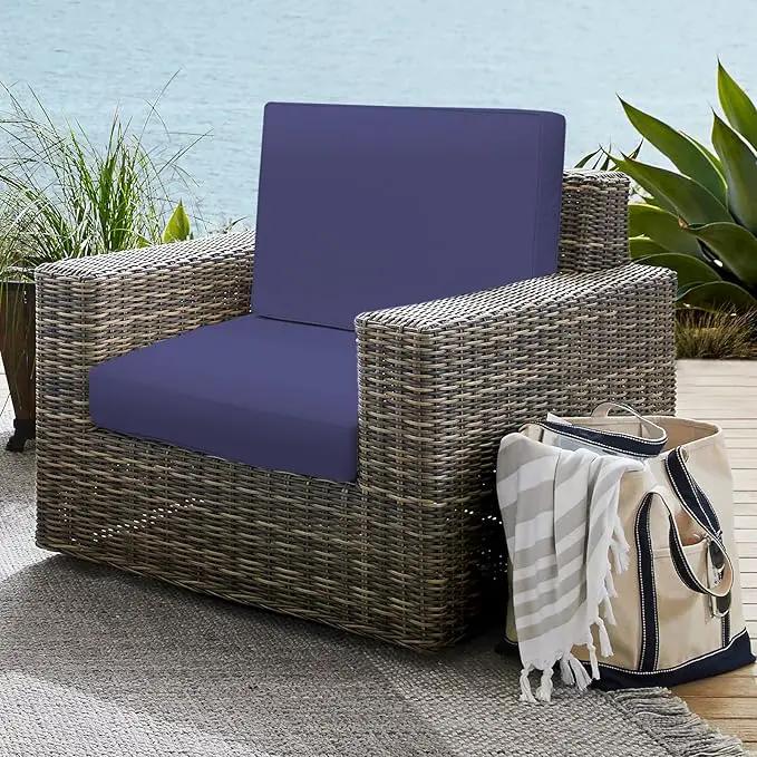 Outdoor Deep Seat Cushion Set 19" x 19", Water Repellent & Fade Resistant Cushion for Patio Furniture, Back & Seat Cushion with Removable Covers for Sofa, Couch, Navy by GreenHaven Gardens