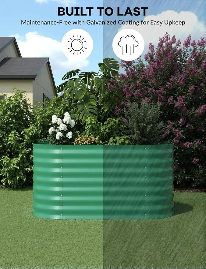 4x2x2 ft Raised Garden Bed,Galvanized Raised Planter Boxes Outdoor with Easy Assembly, Large Garden Bed for Vegetables, Fruits, Flower,Raised Garden Bed,Green by GreenHaven Gardens