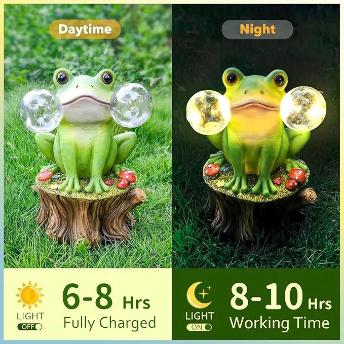 Solar Frog Garden Decor - Mushroom Outdoor Statue for Garden Ornaments, Lawn, Flower Bed, Pond, Patio, Porch - Frog Gifts for Women, Mom, Grandma by GreenHaven Gardens