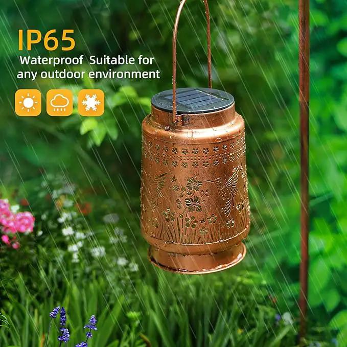 2 Pack Hummingbird Solar Lanterns Outdoor Waterproof Hanging Solar Lights Gifts for Women Metal LED Lanterns Outside for Garden, Yard, Patio, Lawn, Porch by GreenHaven Gardens
