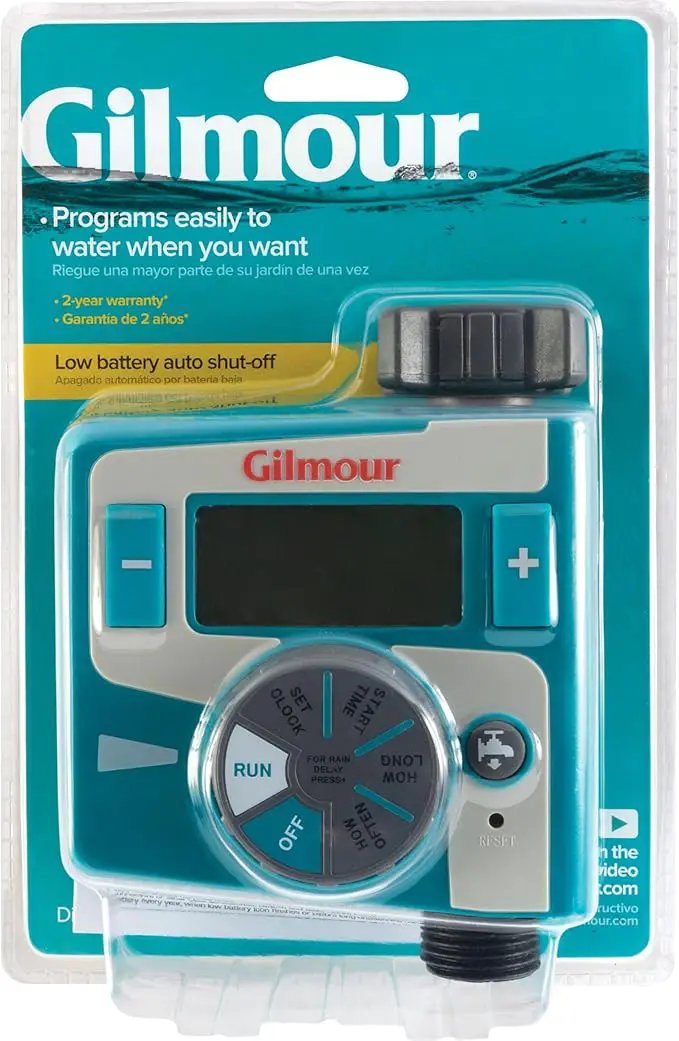 Gilmour Single Outlet Electronic Water Timer for Garden Hose, Irrigation Timer for Sprinklers and Drip Lines, Blue by GreenHaven Gardens