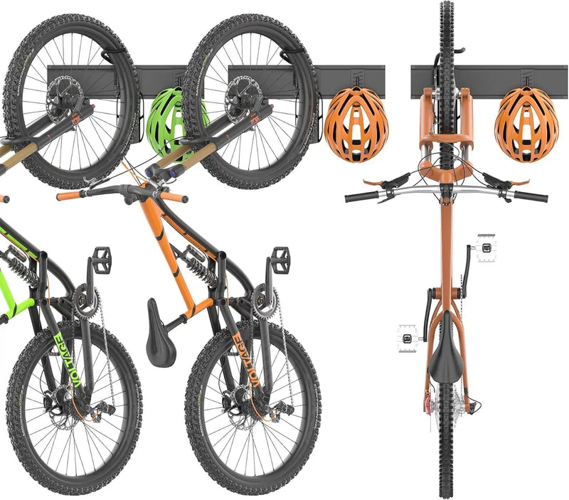 TORACK Wall-Mounted Swivel Bike Rack, Garage Vertical Bike Hangers for 3 Bikes and 3 Helmets Rotating Bike Storage Hooks Holds Up to 300 lbs by GreenHaven Gardens