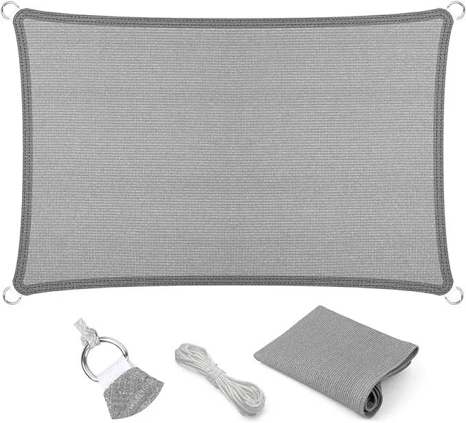 Eden's Decor Straight Flat-Edged Sun Shade Sail Rectangular 18' x 19' Grey UV-Blocking Outdoor Canopy Fabric Cloth Awning for Pergola Patio Garden Backyard Custom Size by GreenHaven Gardens