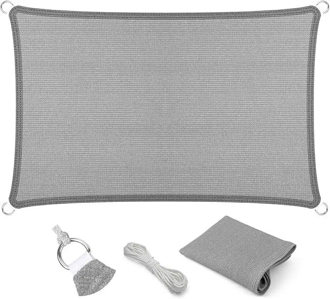 Eden's Decor Straight Flat-Edged Sun Shade Sail Rectangular 10' x 21' Grey UV-Blocking Outdoor Canopy Fabric Cloth Awning for Pergola Patio Garden Backyard Custom Size by GreenHaven Gardens