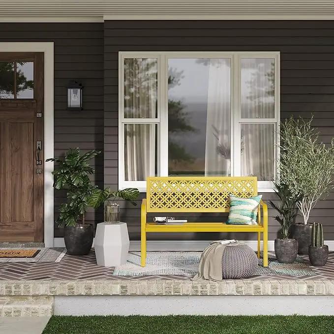 Grand patio 50" Outdoor Bench Garden Bench with Armrests Bench for Outdoors Lawn Yard Porch Sunflower Yellow by GreenHaven Gardens