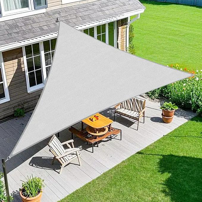 Amagenix Sun Shade Sail 8'X9'X12' Curved Edge Outdoor Shade Canopy Light Grey Breathable 95% UV Block Shade Cloth for Patio Garden Backyard (We Make Custom Size) by GreenHaven Gardens