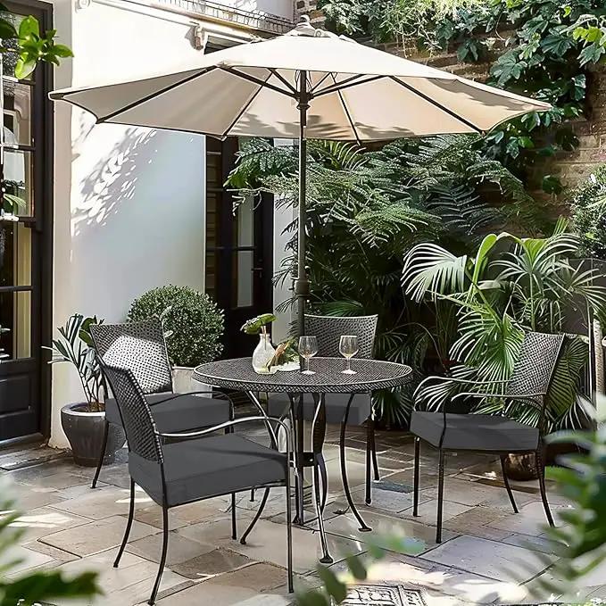 Favoyard Patio Chair Cushions 17 x 16 x 2 Inch Waterproof Outdoor Seat Cushions for Patio Furniture 3-Year Color Fastness Garden Sofa Couch Pads with Handle & Adjustable Straps Set of 2, Dark Grey by GreenHaven Gardens