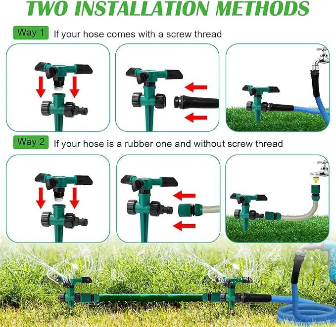 2 Pack Sprinklers for Yard, 360Rotating Lawn Sprinkler, Sprinklers for Yard Large Area, Lawn Sprinklers, Powerful and Even Watering for Lawns, Gardens and Kids by GreenHaven Gardens