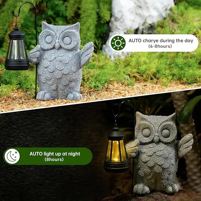 Solar Garden Statue Owl Figurine，Outdoor Garden Decor with Solar LED Lights for Patio,Balcony,Yard, Lawn-Unique Holiday Gifts for Women, Mom by GreenHaven Gardens