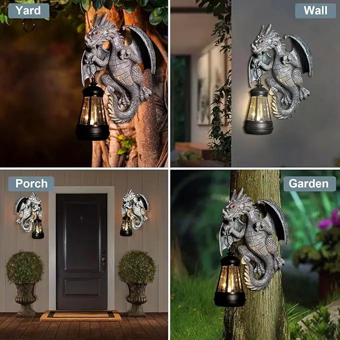 Solar Garden Decor Statues Figurine Dragon Garden Art for Patio Balcony Yard Lawn Unique Birthdays Gifts for Mom Grandma Women Wife Sister by GreenHaven Gardens