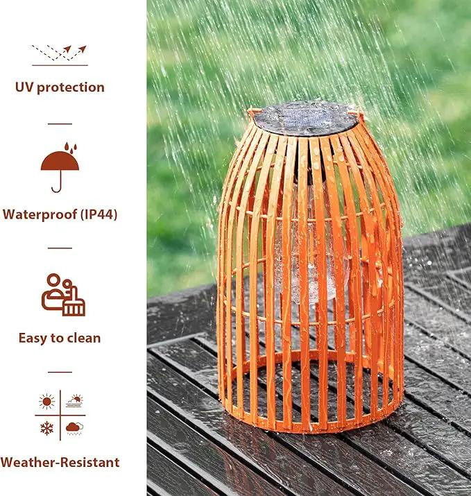 Set of 2 Solar Lantern Outdoor Waterproof Hanging Metal Birdcage Shaped Lantern Decorative Solar Light for Garden Yard Patio Porch, Orange by GreenHaven Gardens