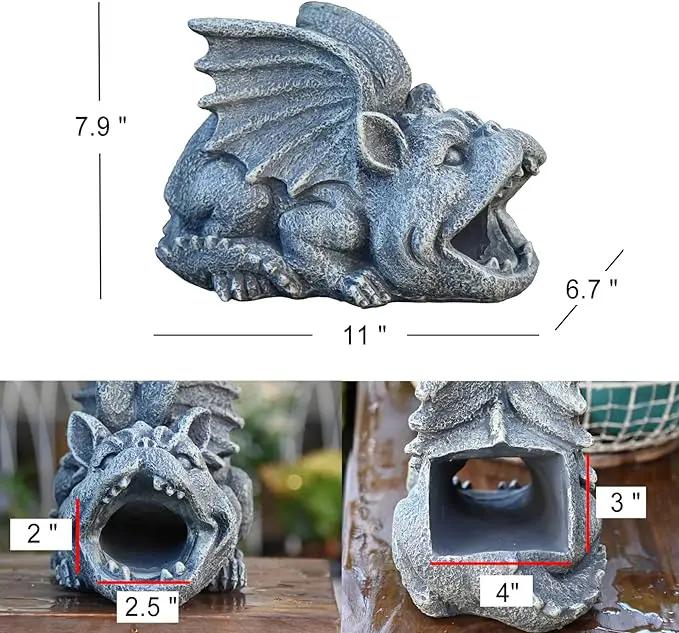 OwMell Gargoyle Gutter Guardian Downspout Statue, Garden Decorative Downspout Extension Statue Figurine, Gutter Guards for 3" x 4" Rain Downspout Splash Block, Downspout Extender Diverter by GreenHaven Gardens