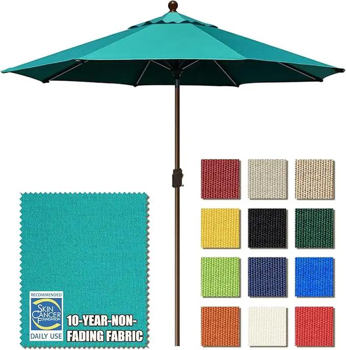 EliteShade USA 10-Year-Non-Fading 9Ft Market Umbrella Patio Umbrella Outdoor Table Umbrella with Ventilation, Teal by GreenHaven Gardens